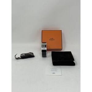 Hermes Clic Clac H Bracelet Black and Silver
